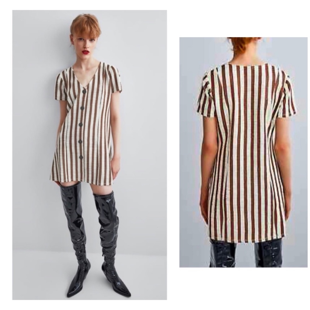 Zara Striped Front Buttoned Mini Dress